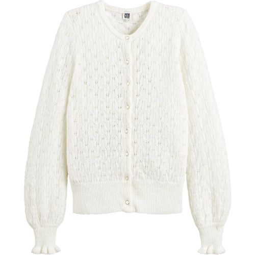 Pointelle Knit Cardigan with Ruffled Cuffs - LA REDOUTE COLLECTIONS - Modalova