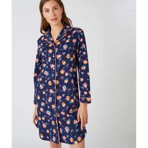 Floral Cotton Flannelette Nightshirt with Long Sleeves - DAMART - Modalova