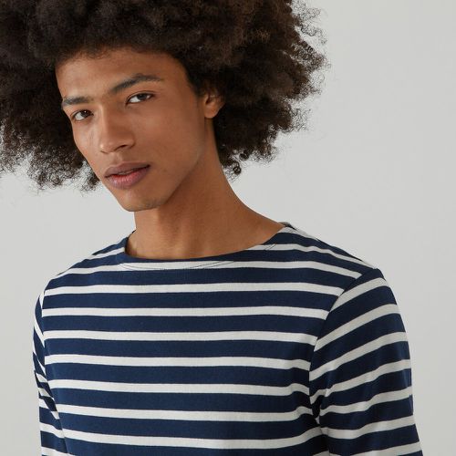 Breton Striped Organic Cotton T-Shirt with Crew Neck and Long Sleeves - LA REDOUTE COLLECTIONS - Modalova