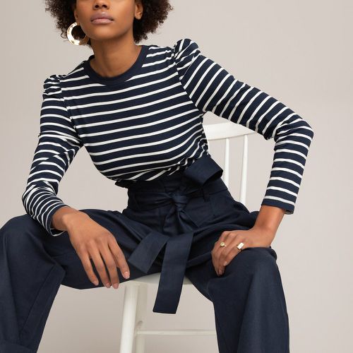 Organic Cotton Breton Striped T-Shirt with Crew Neck and Puff Sleeves - LA REDOUTE COLLECTIONS - Modalova