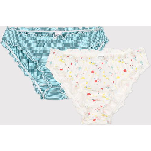 Pack of 2 Knickers with Ruffled Edging in Cotton - PETIT BATEAU - Modalova