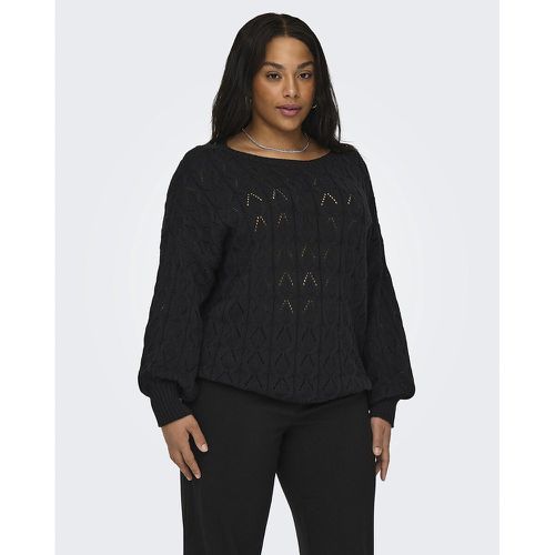 Openwork Knit Jumper with Boat Neck in Cotton Mix - ONLY CARMAKOMA - Modalova
