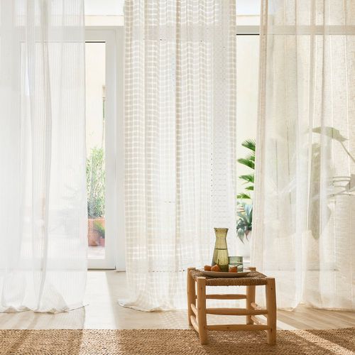 Marsali Checked Linen & Cotton Sheer Curtain Panel - LA REDOUTE INTERIEURS - Modalova