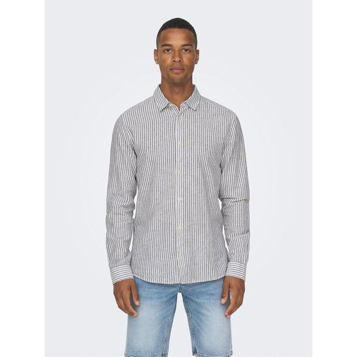 Striped Slim Fit Shirt, Cotton/Linen - Only & Sons - Modalova