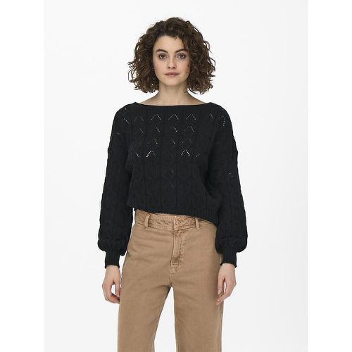 Cotton Mix Jumper in Openwork Knit with Boat Neck - Only Petite - Modalova