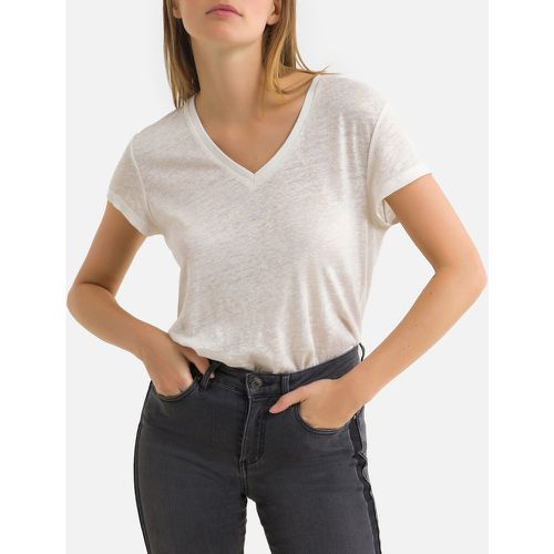 Linen V-Neck T-Shirt with Short Sleeves - IKKS - Modalova