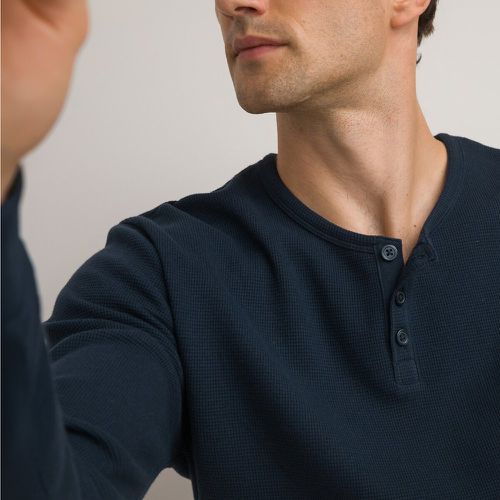 Cotton Grandad Collar T-Shirt with Long Sleeves - LA REDOUTE COLLECTIONS - Modalova
