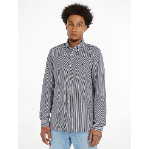 Striped Cotton Shirt in Cotton Pique and Slim Fit with Buttoned Collar - Tommy Hilfiger - Modalova