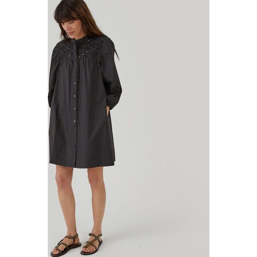 Cotton Buttoned Mini Dress with Broderie Anglaise - LA REDOUTE COLLECTIONS - Modalova
