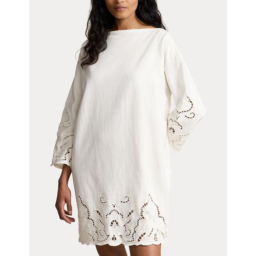 Cotton Embroidered Mini Dress with 3/4 Length Sleeves - Polo Ralph Lauren - Modalova