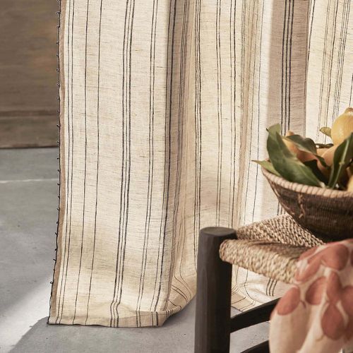 Melise Striped Hidden Hook Cotton Linen Curtain - LA REDOUTE INTERIEURS - Modalova