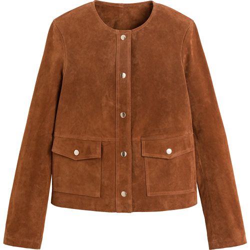 Suede Press-Stud Jacket with Round Neck - LA REDOUTE COLLECTIONS - Modalova