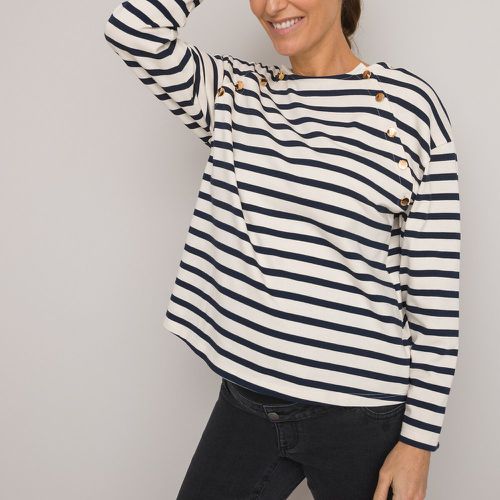 Breton Striped Maternity T-Shirt in Cotton with Long Sleeves - LA REDOUTE COLLECTIONS - Modalova
