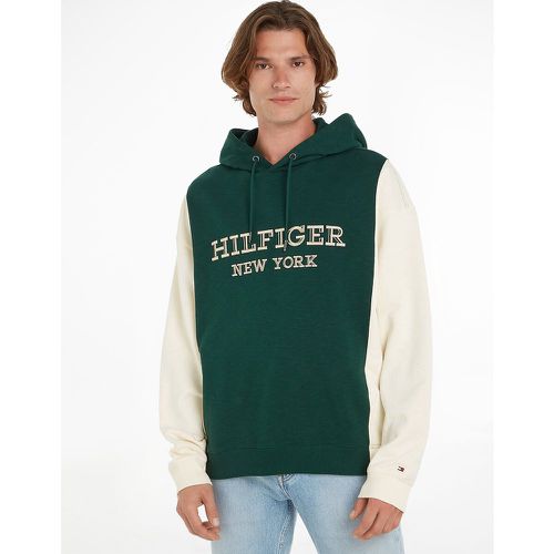 Colour Block Cotton Hoodie with Embroidered Logo - Tommy Hilfiger - Modalova