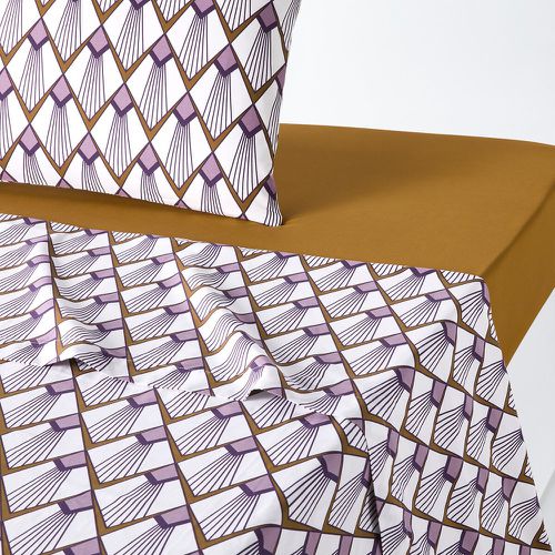 Elisa Mauve Geometric 100% Cotton Percale 200 Thread Count Flat Sheet - LA REDOUTE INTERIEURS - Modalova