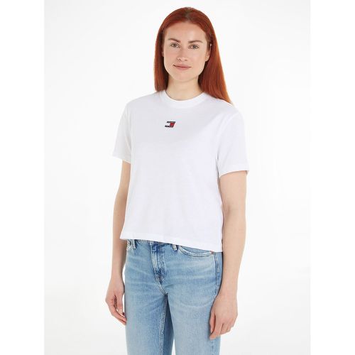 Embroidered Logo T-Shirt in Cotton Mix with Short Sleeves - Tommy Jeans - Modalova