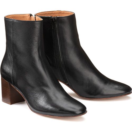Les Signatures - Leather Seventies Ankle Boots with Block Heel - LA REDOUTE COLLECTIONS - Modalova
