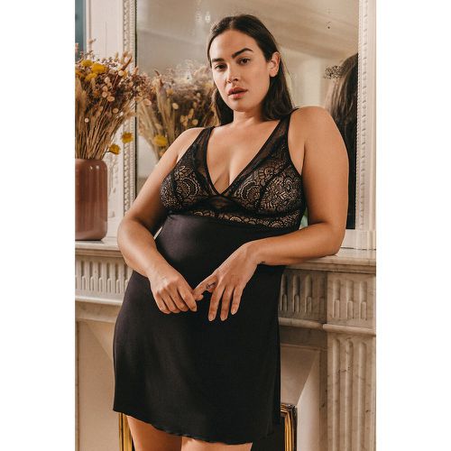 Draping Nightie with Lace and Dotte Details - LA REDOUTE COLLECTIONS PLUS - Modalova