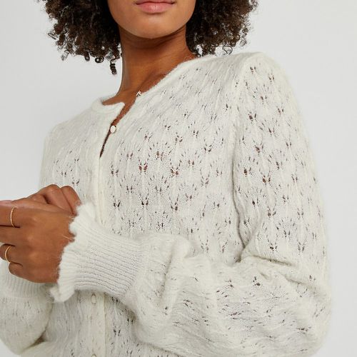 Pointelle Knit Cardigan with Ruffled Cuffs - LA REDOUTE COLLECTIONS - Modalova