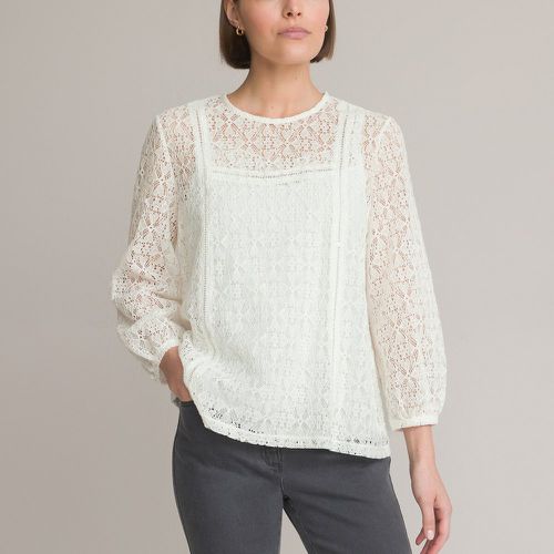 Lace Crew Neck Blouse in Cotton Mix with Long Sleeves - Anne weyburn - Modalova