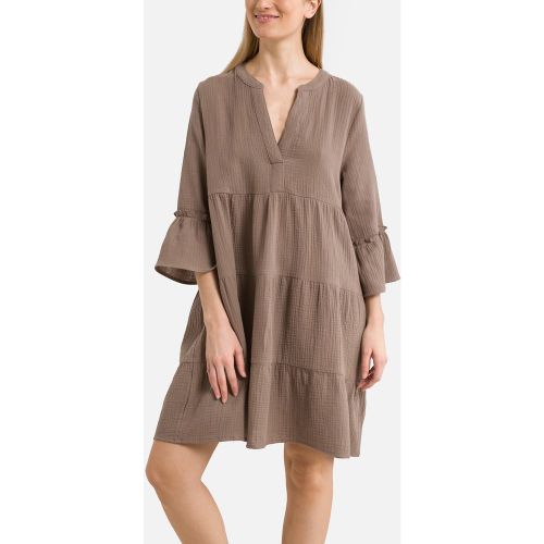 Cotton Tunic Dress with 3/4 Length Sleeves - Only - Modalova