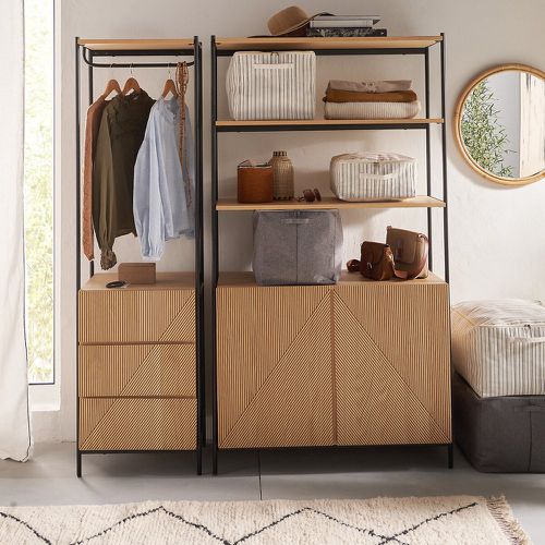 Lodge Oak Veneer and Metal Wardrobe Module with 3 Shelves and 2 Cupboards - LA REDOUTE INTERIEURS - Modalova
