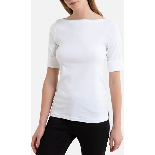 Cotton Mix T-Shirt with Boat-Neck and Short Sleeves - Lauren Ralph Lauren - Modalova