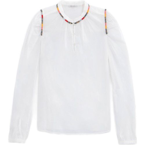 Cotton Embroidered Blouse with Lace and Long Sleeves - IKKS - Modalova
