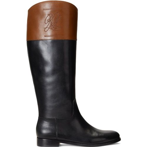 Two-Tone Riding Boots in Leather with Flat Heel - Lauren Ralph Lauren - Modalova