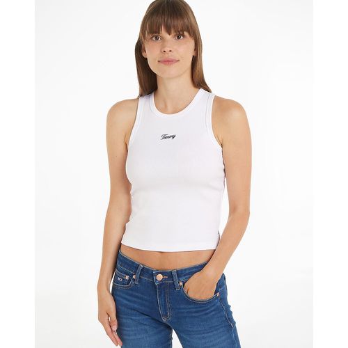 Cotton Cropped Vest Top with Embroidered Logo - Tommy Jeans - Modalova