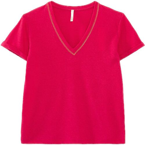 Organic Cotton/Linen T-Shirt with V-Neck and Short Sleeves - ICODE - Modalova
