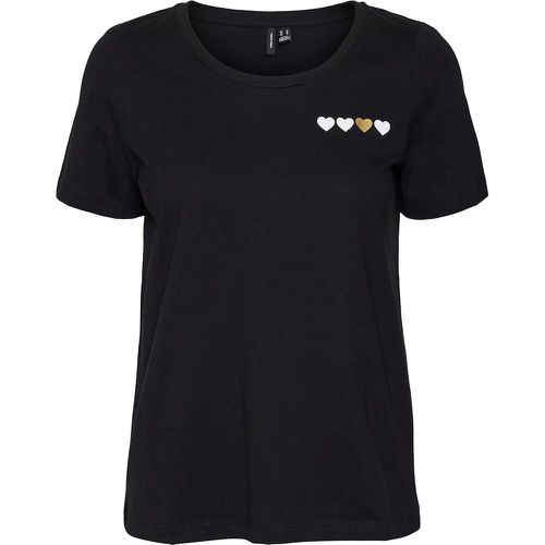 Organic Cotton Heart T-Shirt with Short Sleeves - Vero Moda - Modalova