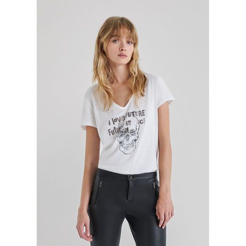 Organic Cotton T-Shirt with V-Neck and Short Sleeves - IKKS - Modalova