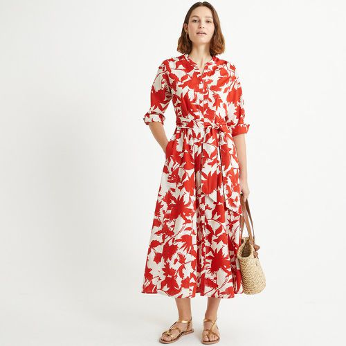 Floral Cotton Midaxi Dress with Short Sleeves - Anne weyburn - Modalova