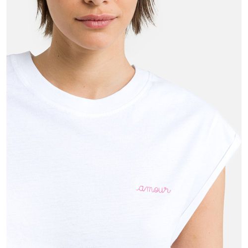 Embroidered Slogan T-Shirt in Organic Cotton with Short Sleeves - MAISON LABICHE - Modalova