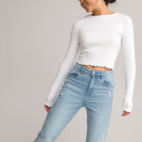 Ribbed Cotton Cropped T-Shirt with Long Sleeves - LA REDOUTE COLLECTIONS - Modalova