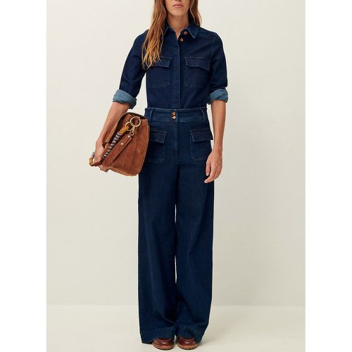Manhattan Wide Leg Trousers in Cotton Mix with Patch Pockets - SESSUN - Modalova