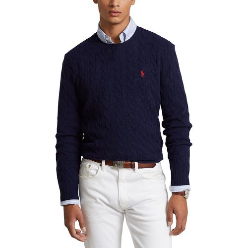 Wool/Cashmere Jumper in Cable Knit with Crew Neck - Polo Ralph Lauren - Modalova