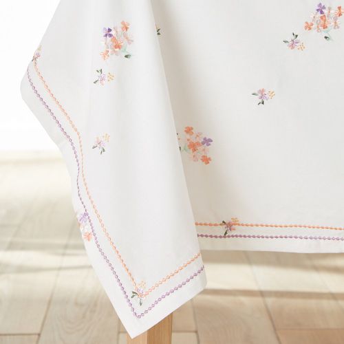 Mellis Embroidered Floral 100% Washed Cotton Tablecloth - LA REDOUTE INTERIEURS - Modalova