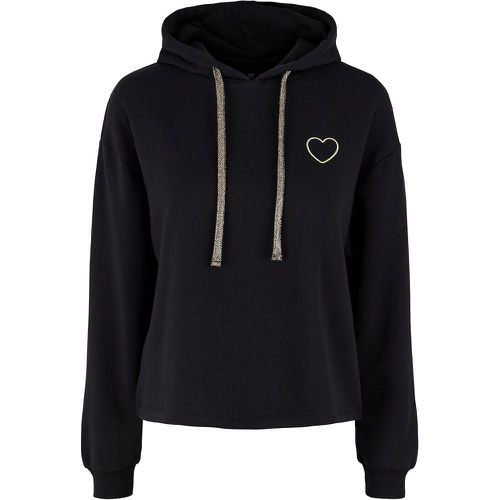 Embroidered Heart Hoodie in Cotton Mix - Pieces - Modalova