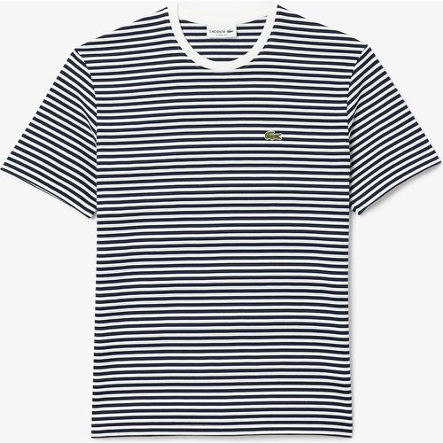 Striped Cotton Jersey T-Shirt with Crew Neck - Lacoste - Modalova