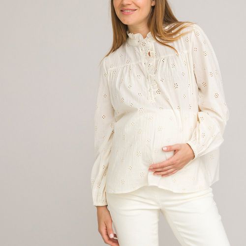 Broderie Anglaise Maternity Blouse in Cotton with Ruffles - LA REDOUTE COLLECTIONS - Modalova
