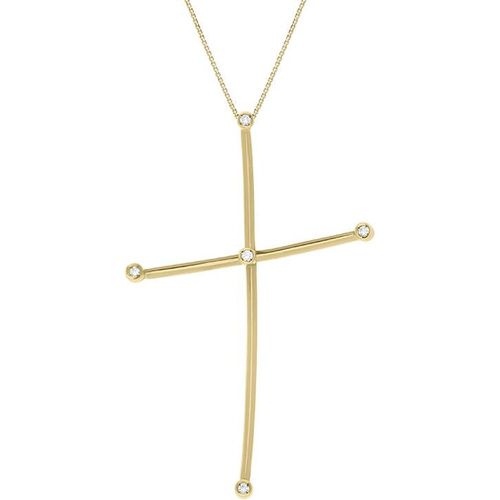 Ct Yellow Gold Diamond Cross Necklace - C W Sellors Diamond Jewellery - Modalova