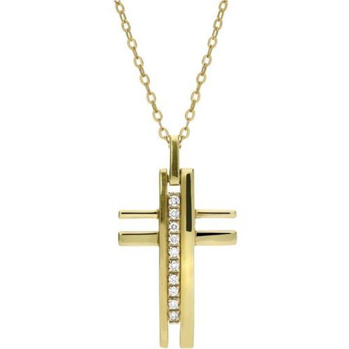 Ct Yellow Gold Diamond Contemporary Cross Necklace - C W Sellors Diamond Jewellery - Modalova