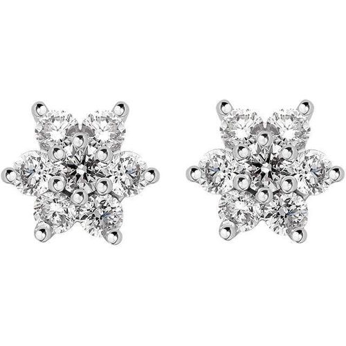 Ct White and Yellow Gold Diamond Cluster Stud Earrings - C W Sellors Diamond Jewellery - Modalova
