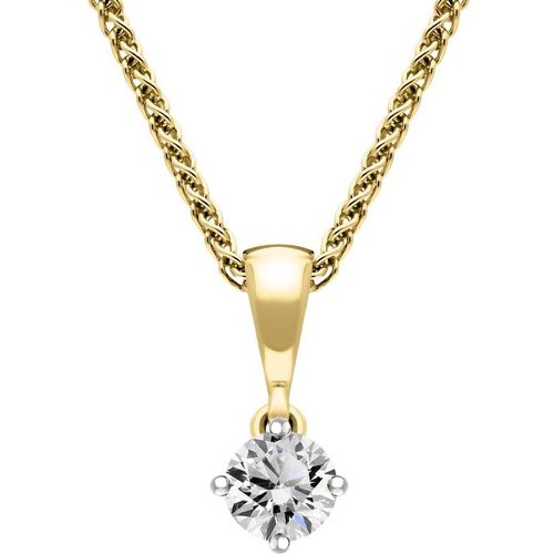 Ct White and Yellow Gold Diamond Solitaire Pendant - C W Sellors Diamond Jewellery - Modalova