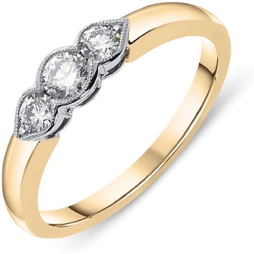 Ct Rose Gold 0.44ct Diamond Millgrain Trilogy Ring - C W Sellors Diamond Jewellery - Modalova