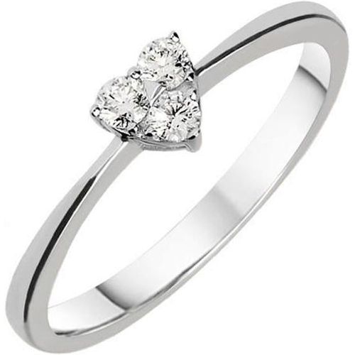 Ct White Gold 0.14ct Diamond Three Stone Heart Ring - C W Sellors Diamond Jewellery - Modalova