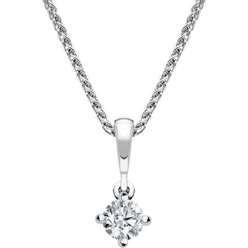 Ct White Gold 0.15ct Diamond Brilliant Cut Solitaire Necklace - C W Sellors Diamond Jewellery - Modalova