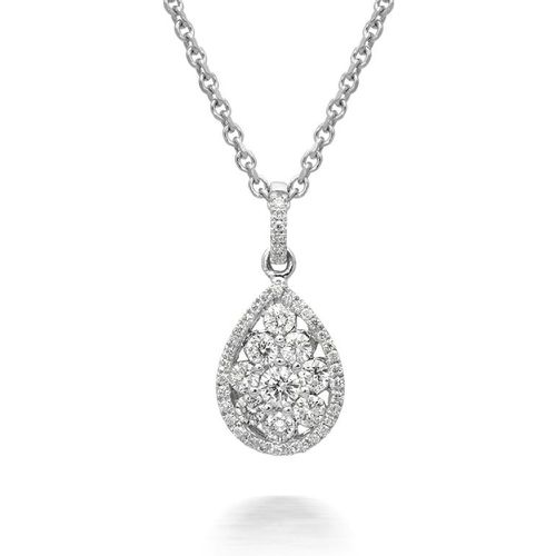 Ct White Gold 0.41ct Diamond Cluster Pear Necklace - C W Sellors Diamond Jewellery - Modalova